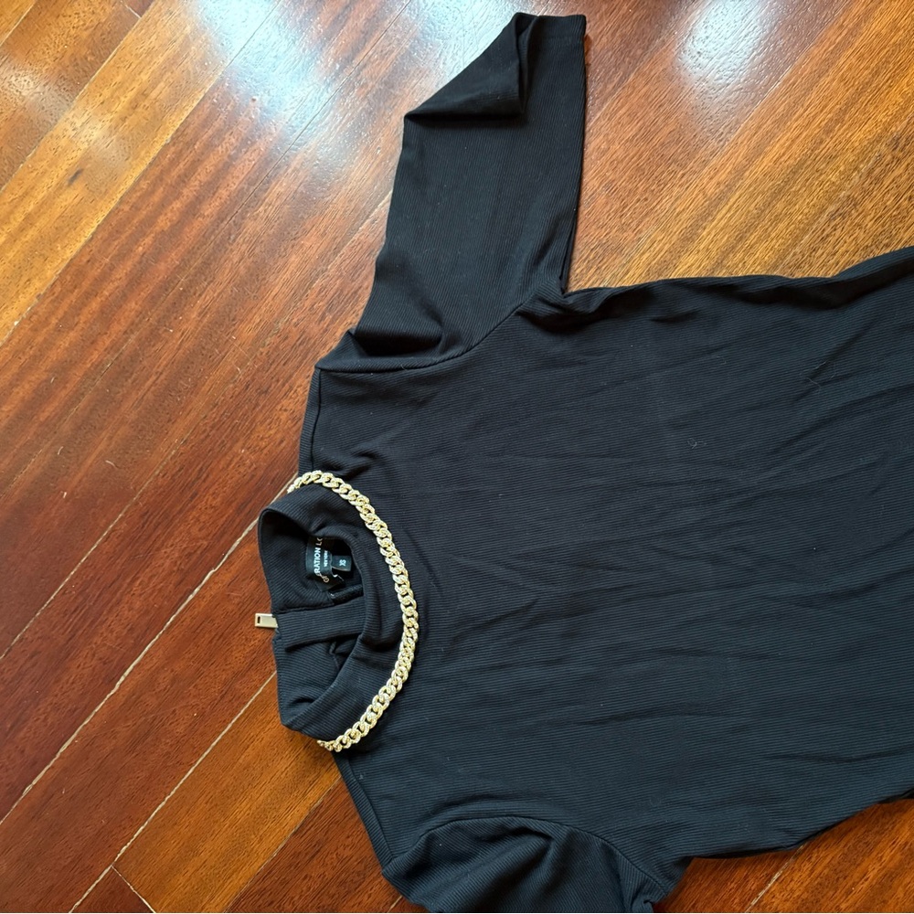 Generation Love Black Top with Gold Chain Detail